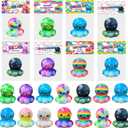 24 Pcs Valentines Day Gift Cards with Octopus Slow Squishy Toys Soft Stress Relief Squeeze Toys for Kids Boys Girls Valentines Party Favors Gifts Classroom School Exchange Prize