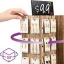 Pinzoveco Rotating Earring Display Stands for Selling with Adversitsing Board, Real Wood Jewelry Display Stand for Vendors, Large Capacity Earring Cards for Selling Rack Holder (Carbonized Brown)