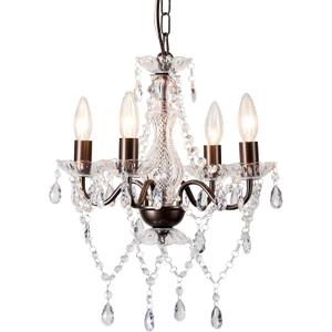 LaLuLa Mini Acrylic Crystal Chandelier Modern Farmhouse Bronze Chandeliers Lighting 4 Lights Candle Style Pendant Light for Living Room