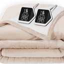 Westinghouse Heated Blanket King Size, Soft Flannel to Sherpa Electric Blanket with 10 Heating Levels, 112 Hours Auto Shut Off, Fast Heating, Machine Washable, 100x90 Inch, Beige