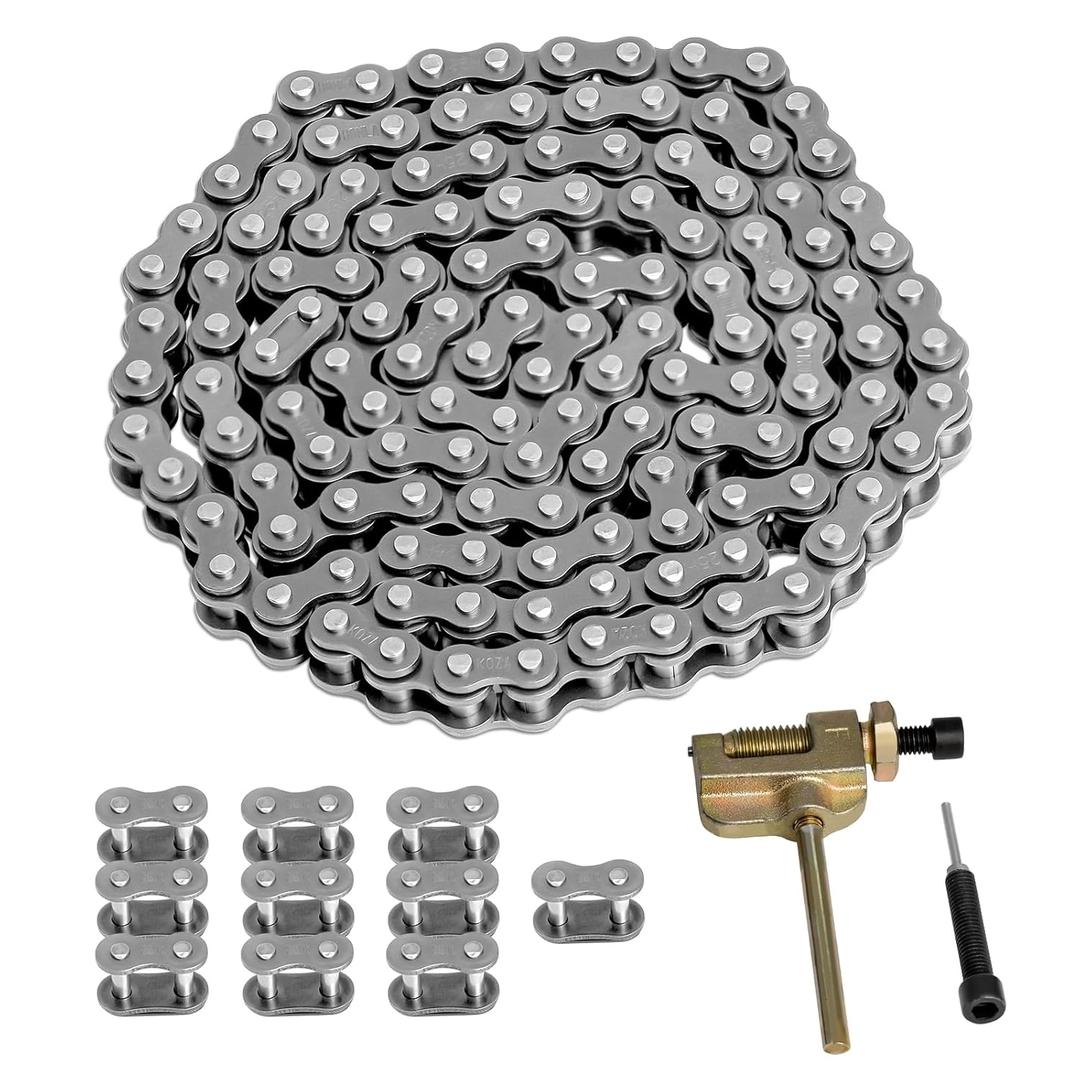 25 Roller Chain 132 Link with 10 Master Links and Chain Breaker, #25 Drive Chain Compatible with Razor MX500 MX650 SX500 Dirt Bike XRF500 MiniMoto, Fit for Motocross/Mini Bikes/Electric Dirt Bikes