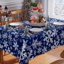 Siilues Christmas Tablecloth 60x84 Inch Rectangle, Washable Blue Snowflake Waterproof Table Cloth Seasonal Winter Holiday Scallop Edge Dining Table Cover Home Party Decorations