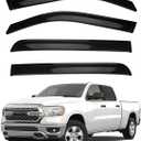 4pcs Smoke Tint Sun Rain Guard Vent Window Visors Compatible with 2019-2024 Ram 1500 New Body Crew Cab with 4 Full Size Doors, Outside Mount Tape On Style Acrylic Set of 4 Front+Rear