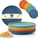 Appetizer Plates 5.7 Inch, Unbreakble Wheat Straw Plate Sets of 8, Plastic Plates Reusable, Microwave & Dishwasher Safe Small Plate for Dessert, Kitchen, Saucers, Party (Multicolor)