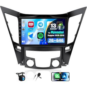 2G+64G for Hyundai Sonata 2010-2015 Radio Android 13 Car Stereo Wireless Apple CarPlay Android Auto Mirror Link GPS 9 HD Touchscreen Bluetooth Car Radio FM/WiFi+ Backup Camera Mic Camera & Mic