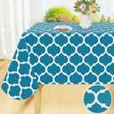 Smiry Rectangle Table Cloth, Waterproof Vinyl Tablecloths with Flannel Backing for Rectangle Tables, Wipeable Spillproof Plastic Tablecloth for Dining, Camping, Indoor and Outdoor (52"x70", Teal)