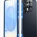 SPIDERCASE Designed for Samsung Galaxy S25 Plus Case, [10 FT Military Grade Drop Protection],2 Pack [Tempered Glass Screen Protector+Camera Lens Protector] Heavy Duty Shockproof Case,Dark Blue