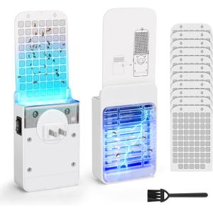 2 in 1 Fly Traps & Bug Zapper Indoor, (1 Device + 10 Sticky Refills) Gnat Traps for House Indoor, Plug in Mosquito Killer with UV Light for Home, Office, Kitchen, Baby Room, Bedroom