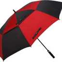 golf umbrella large oversize 68 inches air vent double canopy windproof automatic straight rain umbrellas for men and women, black/dark red