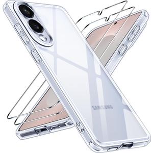 ivoler 3-in-1 Case for Samsung Galaxy S25 Edge 5G 6.7" with 2 Pack Tempered Glass Screen Protector[Full Coverage], [Military Grade Protection] S25 Edge Slim Phone Bumper Cover Clear [Non-Yellowing]