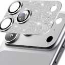 Hoerrye for iPhone 17 Pro Camera Lens Protector - [12FT Shatterproof Military Grade] [Strong Adsorption] Metal Top 9H+ Tempered Glass Camera Screen Full Cover Case Friendly,Glitter Silver