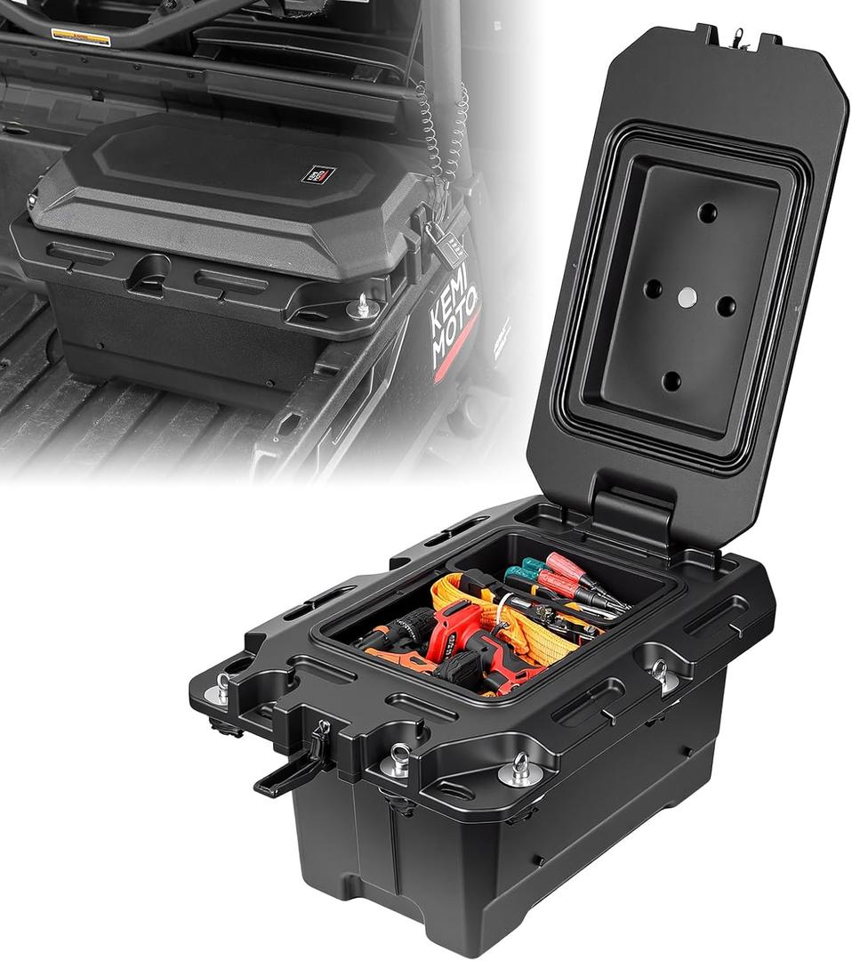 KEMIMOTO UTV Storage Box 45.3L/11.9Gal Waterproof Storage Bin Lockable Tool Box Compatible with 2016-2026 Can-Am Defender & Defender MAX, 2021+ Commander & Commander MAX 1000R 700