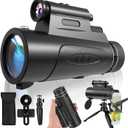 Monocular Telescope with Lights HD Monoculars 80x100 for Adults High Powered Monocular for Hunting with Smartphone Holder & Tripod, Handheld Telescope Suitable for Bird Watching Stargazing-Black