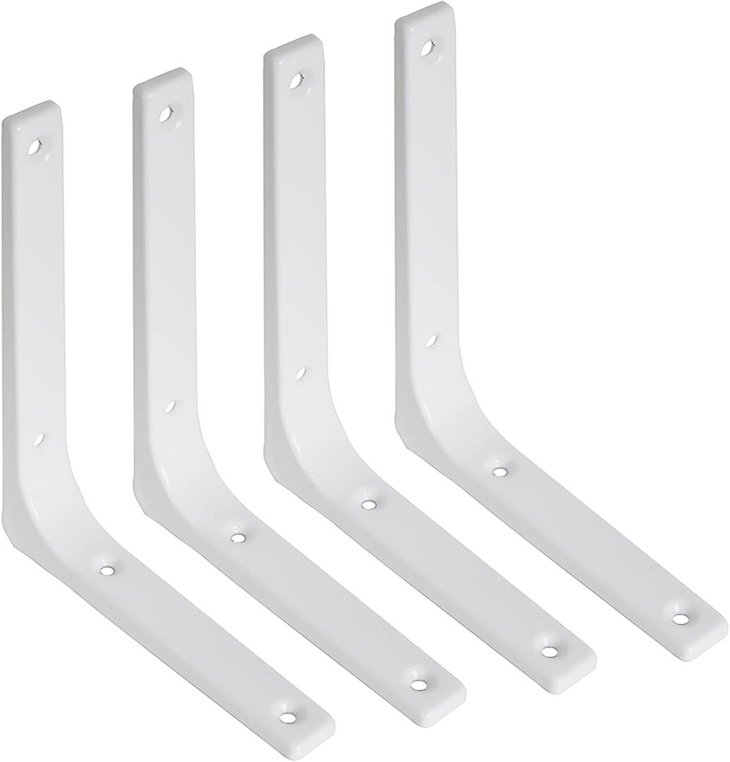 SAYAYO Wall Shelf Brackets White, 6 x 5 Inch Iron Metal Shelf Brackets L Shaped Corner Support Brackets for DIY Floating Shelf, 4 PCS