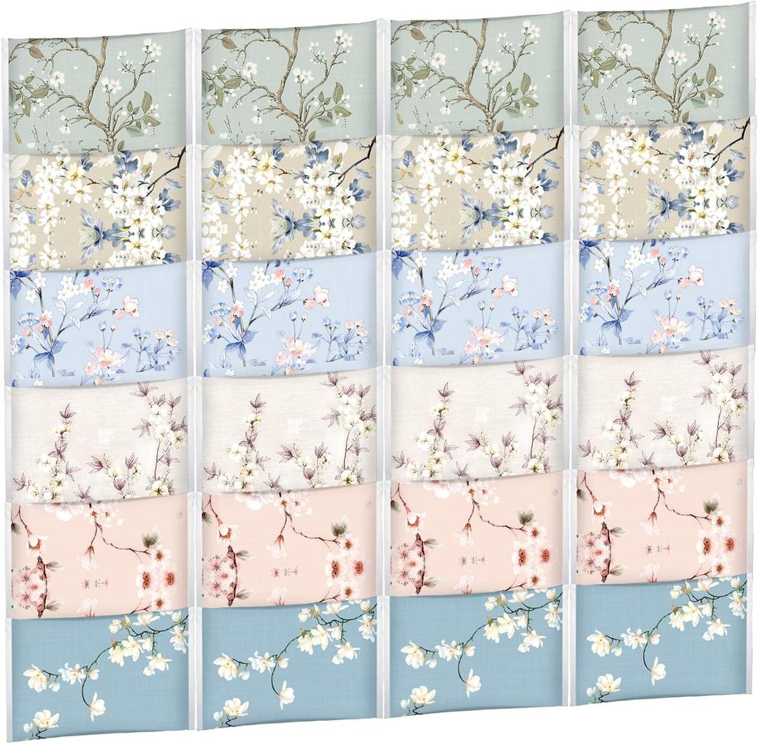 24 Packs Travel Size Tissue Pocket Slim Pack Facial 3 Ply Wallet Size Pocket Tissues for Travel Wedding Party Favors, 6 Styles(Colored Flowers)