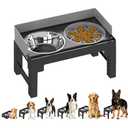PAKEWAY Elevated Dog Bowls, Spill Proof, Tiltable Dog Feeder with 1 Slow Feeder Bowl &1 Stainless Steel Bowl, 6 Height Adjustable Raised Dog Bowls Stand for Medium Large Dogs