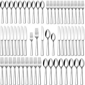 Stapava 60 Piece Silverware Set, Food-Grade Stainless Steel Flatware Sets for 12 Mirror Polished Cutlery Utensil Sets Include Dinner Knives Spoons and Forks Set Dishwasher Safe for Home Restaurant