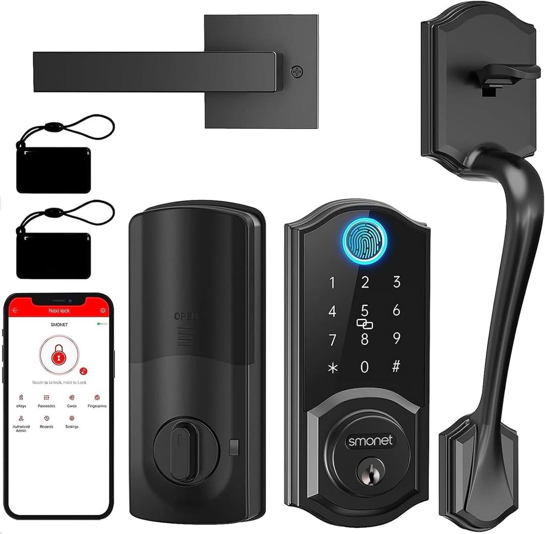 Smart Lock Front Door, SMONET Keyless Entry Door Lock with Handle ...
