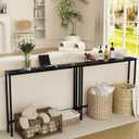 Aduanbang 5.9" Console Table with Outlet – Narrow Sofa Table, Behind Couch Table for Living Room & Hallway, 5.9" x 39.4" x 30", Metal Frame, Rustic Brown