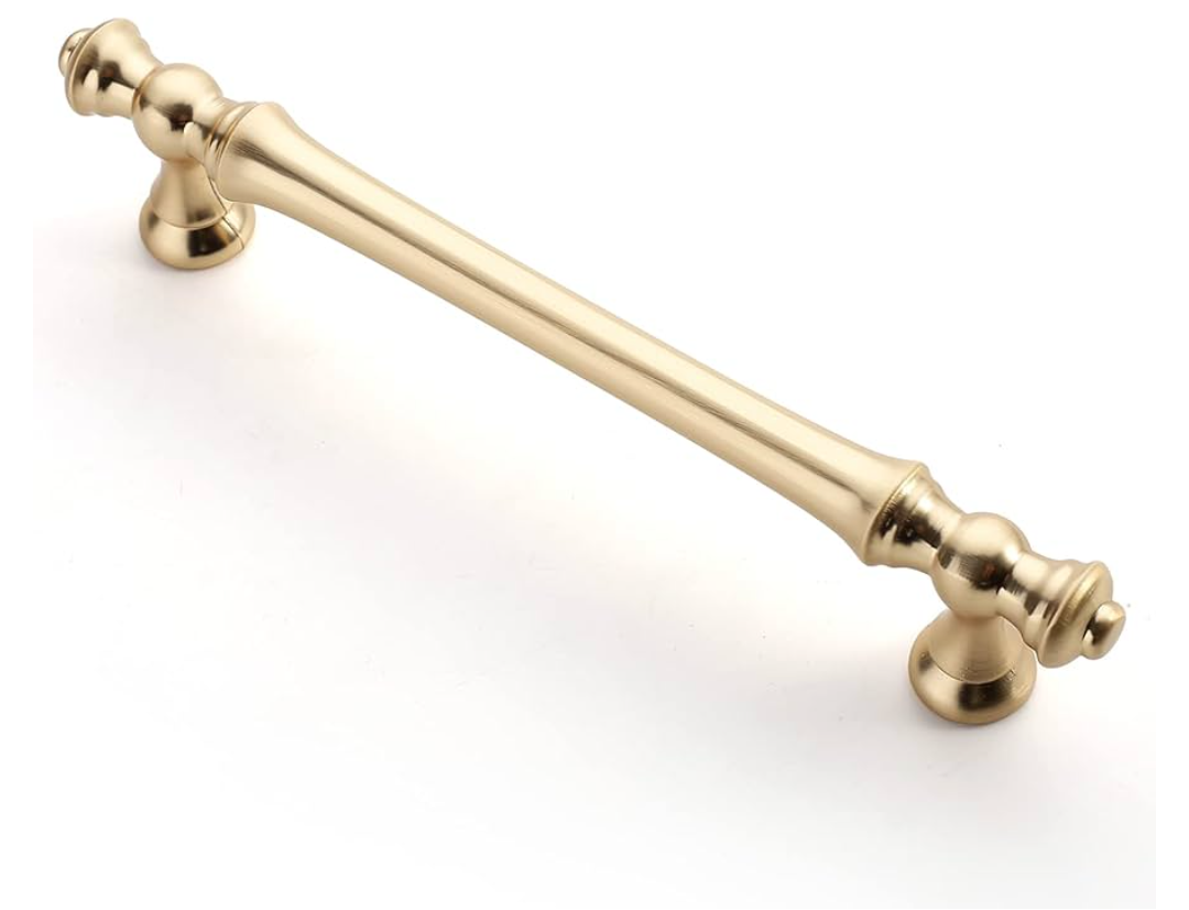 Asidrama 10 Pack 5 Inch(128mm) Brushed Brass Kitchen Cabinet Handles, Gold Cabinet Pulls Kitchen Cabinet Hardware for Cupboard Drawer Pulls