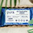Pura XL Flushable Adult Wipes Unscented Extra Large Wet Wipes with Aloe Vera & 99% Water, Sensitive Skin, 4 Pack of 40 (160 Wipes), Personal Hygiene Toilet