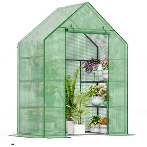 Walk in Greenhouses, 57 x 57 x 76 inch Green House, Greenhouse for Outdoors with Durable PE Cover, Portable Greenhouse with Shelves Stands,Green