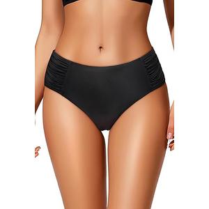 Tempt Me Women Bikini Bottoms Mid Waist Bathing Suit Swimsuit Ruched Swim Bottom XL