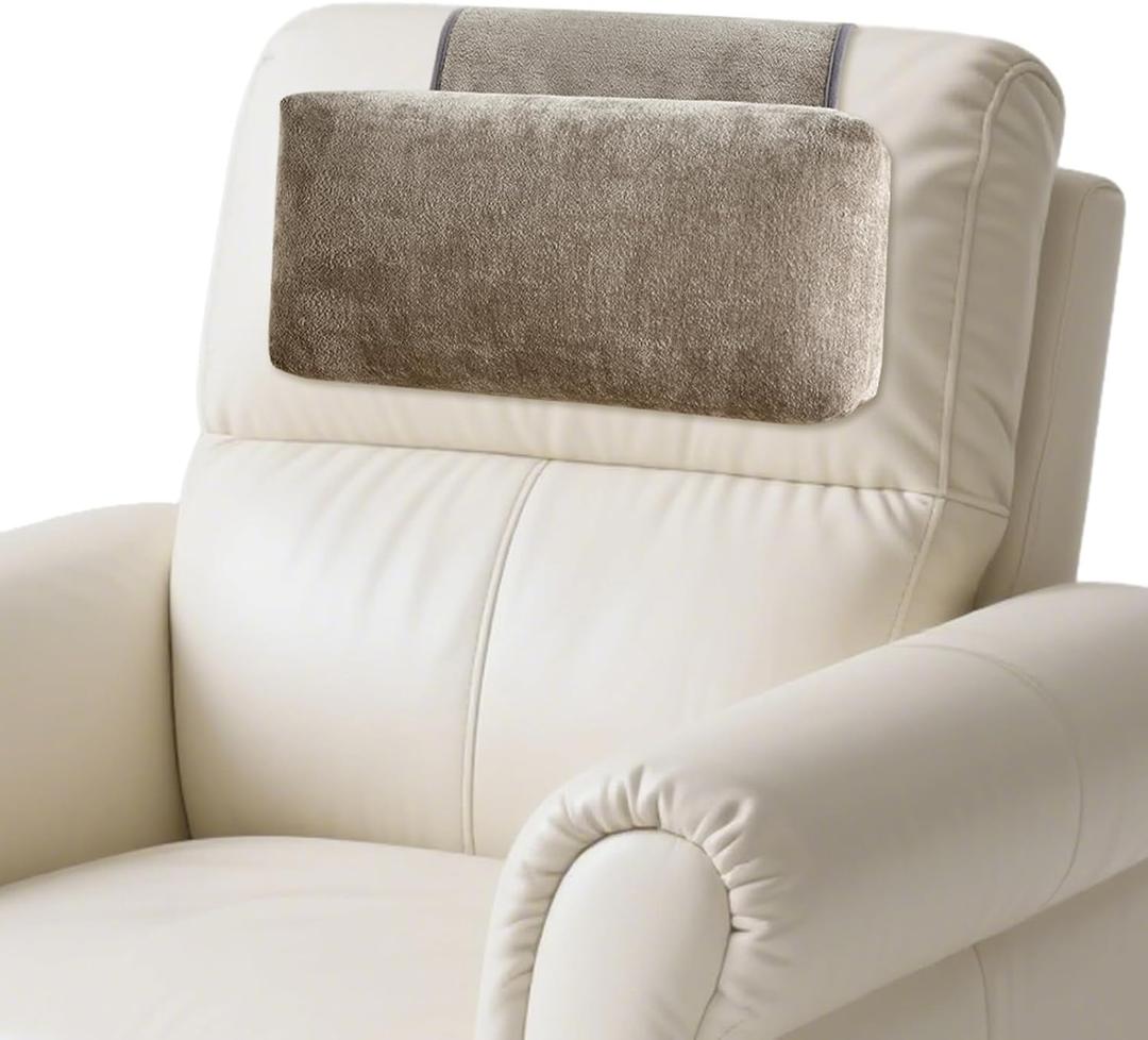 Chenille Neck Pillow for Sofa - Adjustable Headrest, Non-Slip Neck Support Cushion for Pain Relief, Comfortable Chair Pillow, Coffee