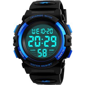 Kids Watch,Boys Watch for 3-15 Year Old Boys,Digital Sport Outdoor Multifunctional Chronograph LED 50 M Waterproof Alarm Calendar Analog Watch for Children with Silicone Band,Kids Gift (01-Blue)