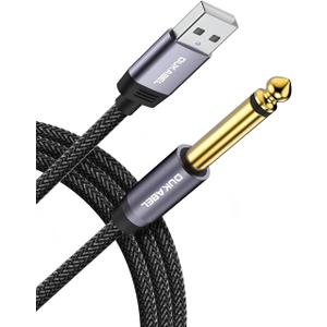 DUKABEL USB Guitar Cable, USB-A to 1/4 TS Cord for Guitar Recording, 8Feet/2.4Meter Instrument Mono Cord for Bass, Mixer, PC, Laptop(Do Not Work with RockSmith)