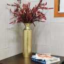 Hosley 16" High Gold Metal Decorative Tall Floor Vase - Metallic Centerpiece Vases for Floral Arrangements Home Decoration - Flower Bucket Vases for Gift, Spa, Reiki Meditation Settings O5 - Set of 1