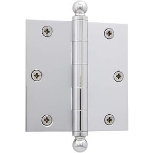 Nostalgic Warehouse Ball-Tip Residential Door Hinge with Square Corners (3.5" x 3.5" - Square, Bright Chrome)