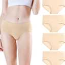wirarpa Women's Underwear Cotton Mid Waisted Ladies Panties Full Coverage Briefs 4 Pack (Regular & Plus Size) (Medium)