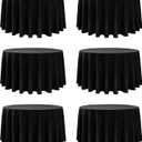 6-Pack Black Round Tablecloths, 120 Inches, Stain-Resistant Polyester for 5-6 Ft Round Tables - Washable Table Covers for Weddings, Banquets, Birthday Parties, Events