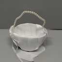 ATAILOVE Wedding Flower Girl Basket with Cute Pearl Handle Bowknot Satin Flower Baskets for Wedding Ceremony - Ivory