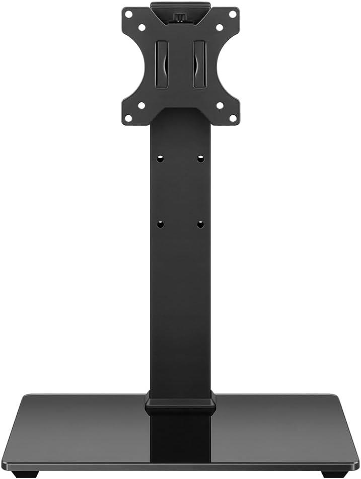 WKWKER Universal TV Stand for 13-32inch LED LCD Table Top Television Stand with 45 Degree Height Adjustable Swivel TV Stand Mount with Tempered Glass Base Max VESA 100x100mm