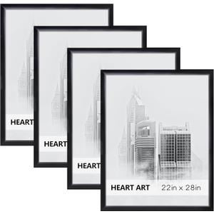 Frame with Mat Set of 4, 22x28 Frame Matted to 18x24 Picture for Wall Hanging, Black
