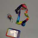 Rainbow Tie Dye Retractable Badge Holders with Lanyard,Retro Swirl Id Card Holder Keychain Vertical ID Protector Clips,Funny Name Tags Clips with Heavy Duty Badge Reel for Women Men