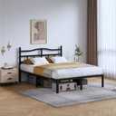 SHOANED Metal Bed Frame with Headboard - 14 Inch King Size Heavy Duty Bedframe Black Basic Steel Slats Platform No Box Spring Needed/Easy Assembly/Noise Free