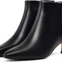 GENSHUO Kitten Heel Ankle Boots for Women Closed Little Square Toe Booties 2 Inch Heels Elegant Side Zipper Low Boots Fashion Party Fall Shoes Black Size 8