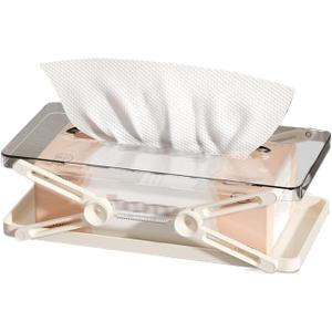 Adjustable Tissue Box with Spring Mechanism - Multipurpose Storage for Bedroom, Kitchen, Desktop, and Living Room (White)