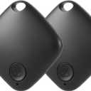 Bluetooth Item Locator Tracker for Keys, Wallet & Bags, Worldwide Location Network, Replaceable Battery Compatible with Find My App (iOS Only)-2 Pack Black