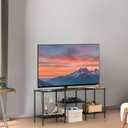 OYEAL Black Bedroom TV Stand with Power Outlets up to 50 inch TV, Small Entertainment Center Stand with Storage Modern Media TV Console Table for Living Room Bedroom