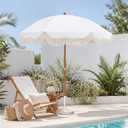 AMMSUN Upgraded Boho Fringe Umbrella, 6.5ft Canvas Umbrella