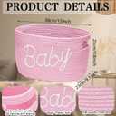 Meanplan Baby Shower Gifts Basket with Handles Large Baby Nursery Cotton Rope Basket Gifts Stuffers Storage for Newborn Room Storage, 15 x 10 x 9 Inch(Pink)