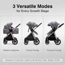 2-in-1 Convertible Baby Stroller, Newborn to Toddler 0-36M, Reversible Fully Reclining Seat, One-Hand Fold, All-Wheel Spring Suspension, 5-Point Safety Harness, Gray