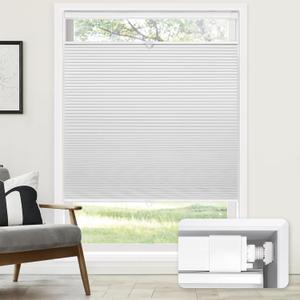 LazBlinds No Tools No Drill Cordless Cellular Shades, Top Down Bottom Up (TDBU) Honeycomb Shades for Home, Blackout Light Blocking Thermal Insulation Blinds for Windows, 33" W x 64" H, White (Blackout - White)