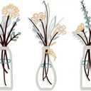 Metal Flowers Wall Arts Rustic Farmhouse Decor 3 Pieces Minimalist Flower Wall Decors for Living room Bathroom Bedroom Dining Room Housewarming Gifts for New Home