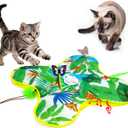 Interactive Cat Toys, Butterflies,Hidden Feathers,Realistic Animal Sounds,Touch-Activated,Rechargeable Moving Cat Toy,for Bored Adult Cats Home Alone