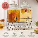 Style Setter Premium Glass Drink Dispensers with Metal Stand for Parties Beverage Dispenser Set for Cold Drinks, Lemonade, Cocktails, Juice Party Glass Drink Dispenser Station - 1.5 Gal, Set of 2